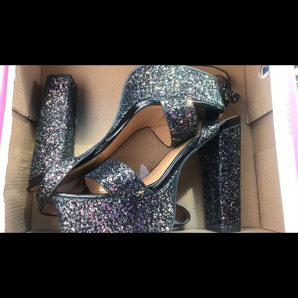 Black Glitter Heels